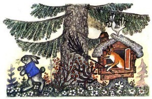 Лиса, заяц и петух